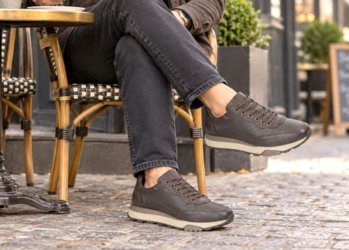 Enzo Carletti – sneakers pentru bărbați din piele naturală granulată maro închis