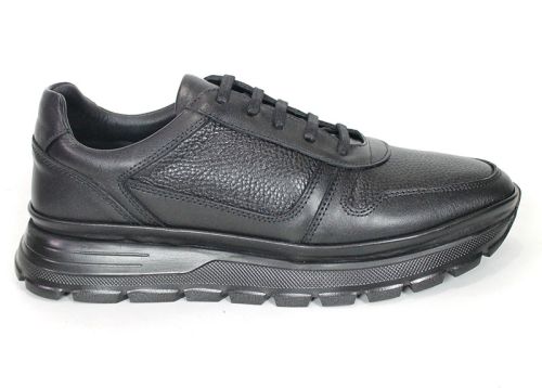 Stefano Valenti – sneakers pentru bărbați din piele naturală netedă și granulată neagră