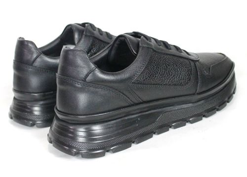 Stefano Valenti – sneakers pentru bărbați din piele naturală netedă și granulată neagră