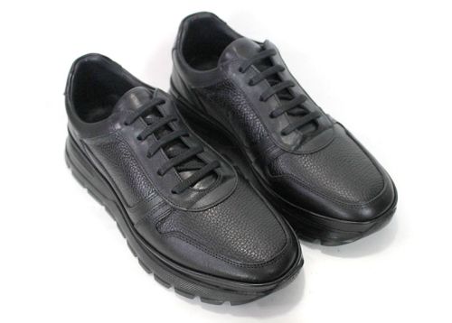 Stefano Valenti – sneakers pentru bărbați din piele naturală netedă și granulată neagră