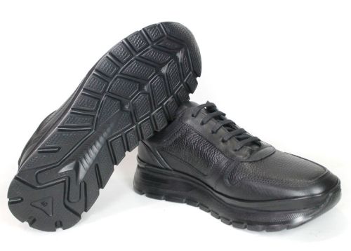 Stefano Valenti – sneakers pentru bărbați din piele naturală netedă și granulată neagră