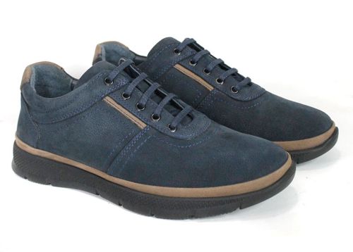 Nico Bellandi – pantofi casual pentru bărbați din nubuc natural bleumarin