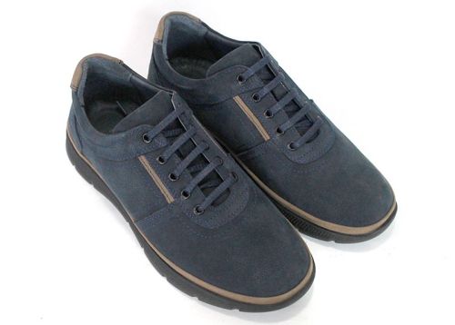 Nico Bellandi – pantofi casual pentru bărbați din nubuc natural bleumarin