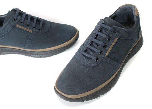 Nico Bellandi – pantofi casual pentru bărbați din nubuc natural bleumarin