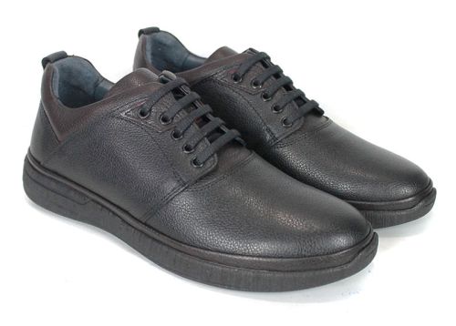 Enzo Carbone – pantofi casual pentru bărbați din piele naturală granulată neagră