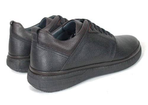 Enzo Carbone – pantofi casual pentru bărbați din piele naturală granulată neagră