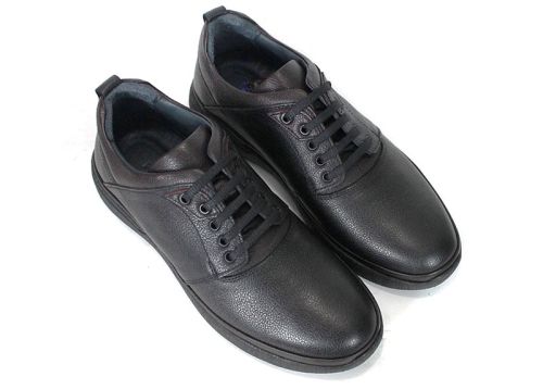 Enzo Carbone – pantofi casual pentru bărbați din piele naturală granulată neagră