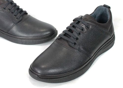 Enzo Carbone – pantofi casual pentru bărbați din piele naturală granulată neagră