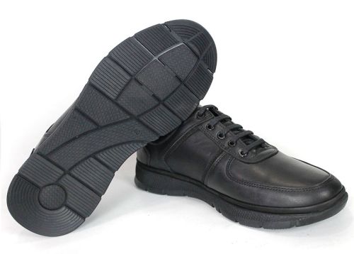 Men's black casual genuine leather lace-up shoes