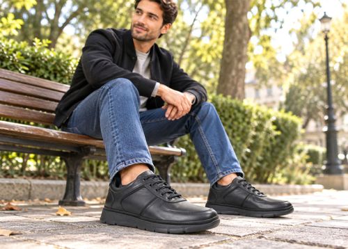 PESHTERA™ Matteo De Luca men's black leather shoes