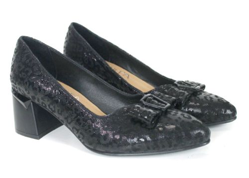 Valentina Rossetti – pantofi eleganți de damă din piele naturală cu imprimeu leopard negru