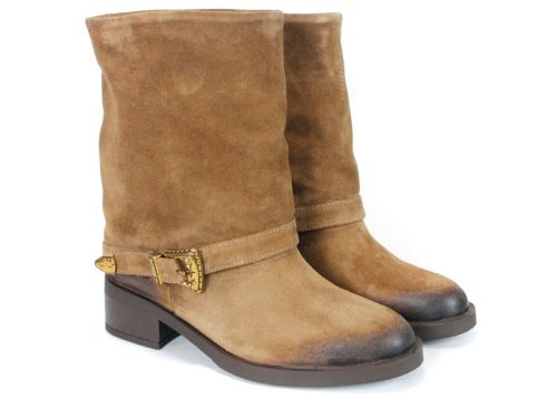 Isabella Marconi – botine damă din piele întoarsă naturală maro tabac