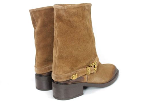 Isabella Marconi – botine damă din piele întoarsă naturală maro tabac
