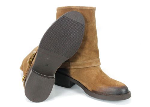 Isabella Marconi – botine damă din piele întoarsă naturală maro tabac