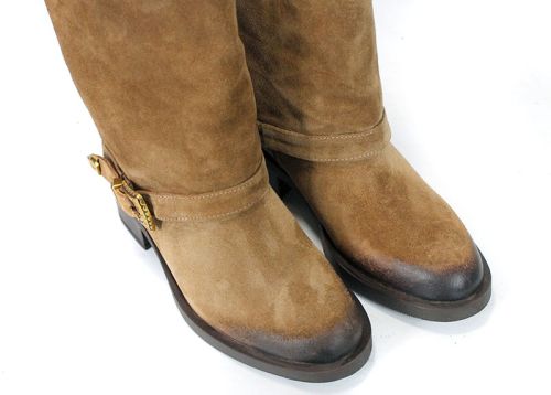 Isabella Marconi – botine damă din piele întoarsă naturală maro tabac