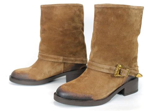 Isabella Marconi – botine damă din piele întoarsă naturală maro tabac