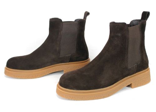 Vittoria Neri – botine Chelsea de damă din piele întoarsă naturală maro închis