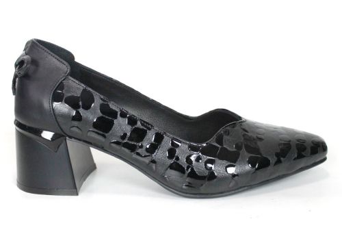 Valentina Rossetti – pantofi eleganți de damă din piele naturală cu imprimeu leopard lăcuit negru