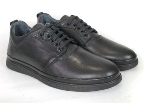 Matteo Orsini – pantofi casual pentru bărbați din piele naturală neagră cu șireturi