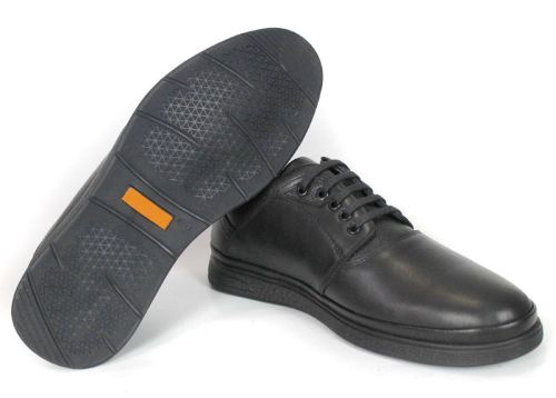 Matteo Orsini – pantofi casual pentru bărbați din piele naturală neagră cu șireturi