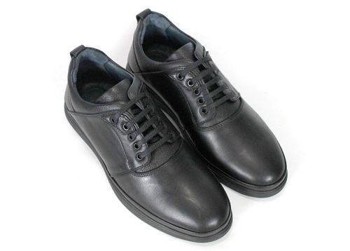 Matteo Orsini – pantofi casual pentru bărbați din piele naturală neagră cu șireturi
