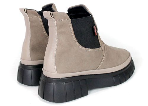 Mila Savelli – botine sport pentru femei din nubuc natural culoarea vizon