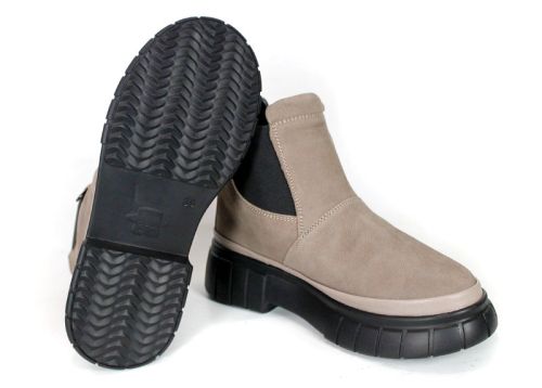 Mila Savelli – botine sport pentru femei din nubuc natural culoarea vizon