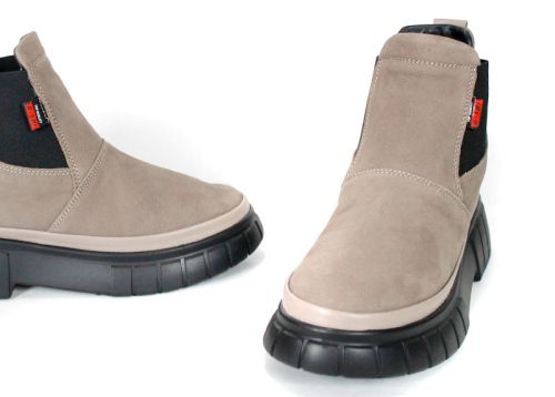 Mila Savelli – botine sport pentru femei din nubuc natural culoarea vizon