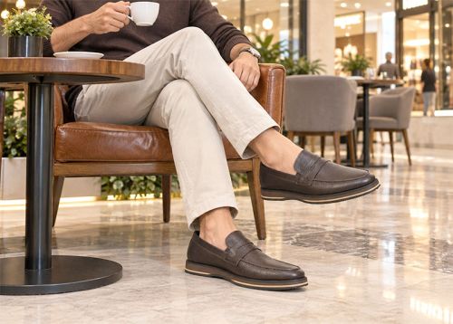 Enzo Marchelli – mocasini pentru bărbați din piele naturală maro