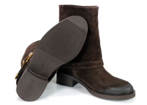 Camilla Roversi – botine damă din piele întoarsă naturală maro închis