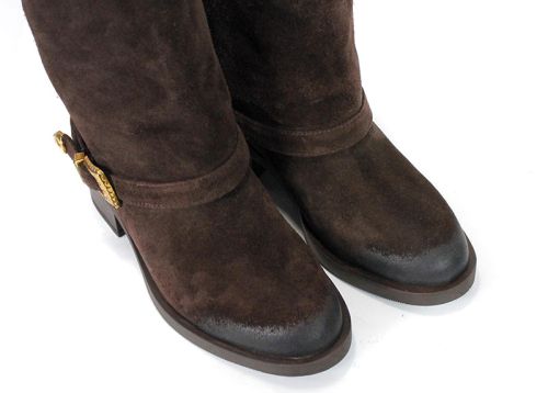 PESHTERA™ Camilla Roversi botine damă din piele întoarsă maro închis