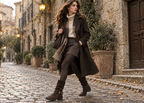 Camilla Roversi – botine damă din piele întoarsă naturală maro închis