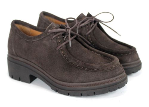 Francesca Morelli – pantofi loafer de damă din piele întoarsă naturală maro închis bitter