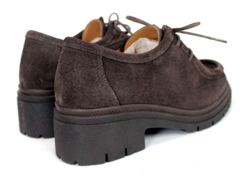 Francesca Morelli – pantofi loafer de damă din piele întoarsă naturală maro închis bitter