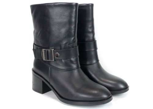 Botine damă din piele naturală neagră Claudia Venturi