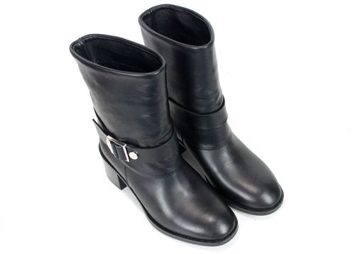 Botine damă din piele naturală neagră Claudia Venturi