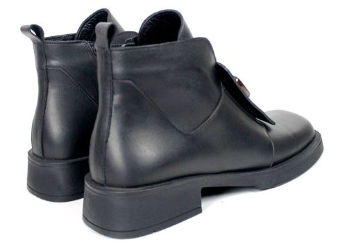 Botine damă extravagante din piele naturală neagră Isabella Montieri