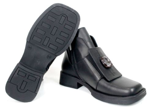 Botine damă extravagante din piele naturală neagră Isabella Montieri
