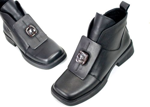 Botine damă extravagante din piele naturală neagră Isabella Montieri