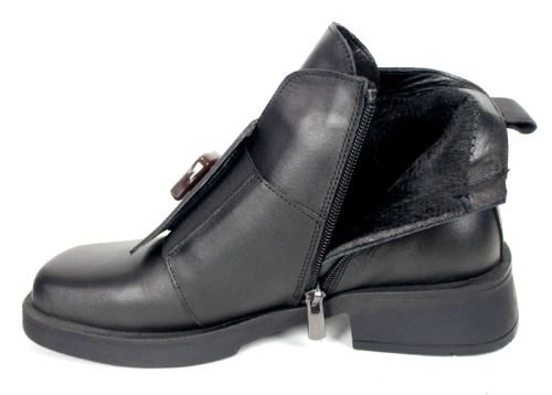 Botine damă extravagante din piele naturală neagră Isabella Montieri