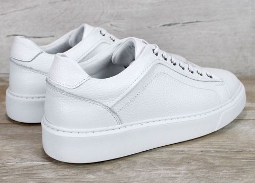 Sneakers bărbați din piele naturală granulată albă Matteo Valdieri