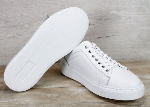 Sneakers bărbați din piele naturală granulată albă Matteo Valdieri