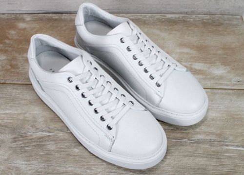 Sneakers bărbați din piele naturală granulată albă Matteo Valdieri
