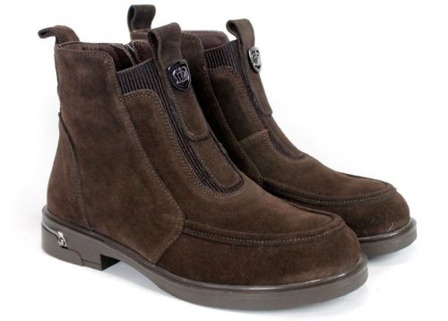 Emilia Soriano – Women's Dark Brown Genuine Suede Ankle Boots