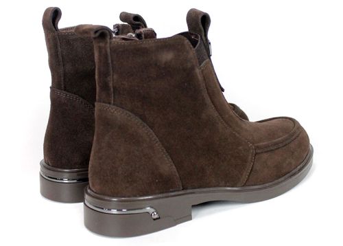Emilia Soriano – Women's Dark Brown Genuine Suede Ankle Boots