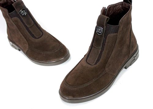 Emilia Soriano – Women's Dark Brown Genuine Suede Ankle Boots