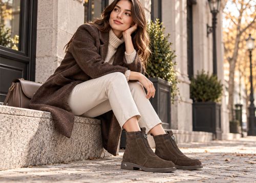 Emilia Soriano – Women's Dark Brown Genuine Suede Ankle Boots