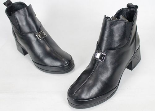 Botine damă Valeria Moretti din piele naturală neagră