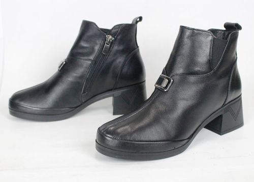 Botine damă Valeria Moretti din piele naturală neagră