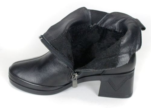 Botine damă Valeria Moretti din piele naturală neagră